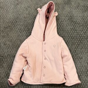 Mori Ribbed Reversible Coat - Ribbed Blush & Rose / 3 - 6 M